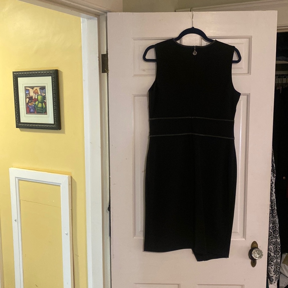 Tommy Hilfiger black dress with gray trim. Size 10. New, without tags